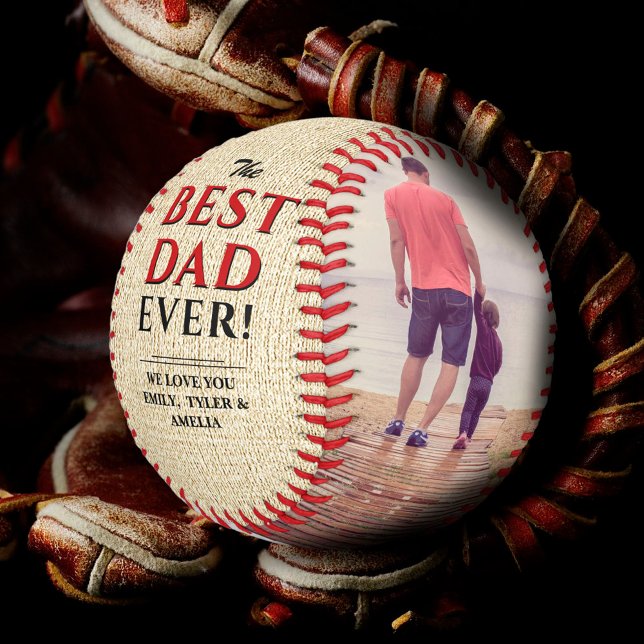 Balle De Baseball Collage photo rustique du meilleur papa pour la fê (Créateur téléchargé)