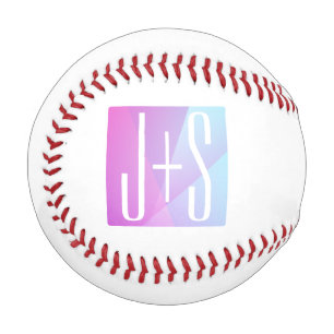 Balle De Baseball Cool Géométrique rose et pourpre Initiales de co