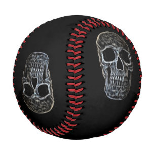 Balle De Baseball Cool Gothique De Tête De Crâne Noir Et Blanc