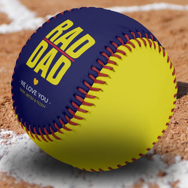Balle De Baseball Cool Jaune & Marine RAD DAD Cadeau (Créateur téléchargé)