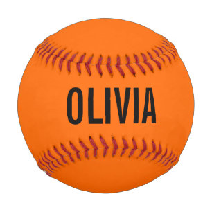 Balle De Baseball Coucher de soleil Orange Moderne Nom   Minimaliste