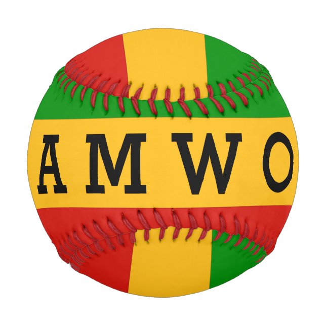 Balle De Baseball COULEURS RASTAFARI + vos idées (Dos)