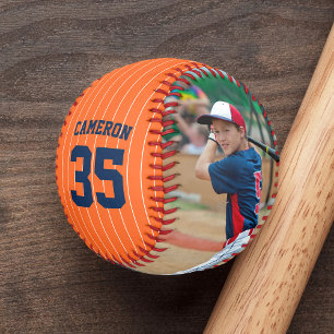 Balle De Baseball Couleurs Rayures Nom Numéro Photo Entièrement Édit
