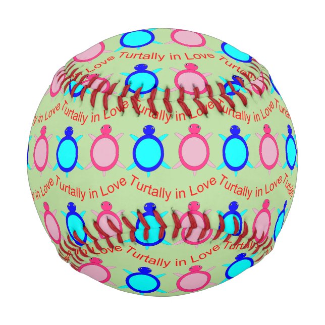 Balle De Baseball Couple de tortue mignonne (Devant)