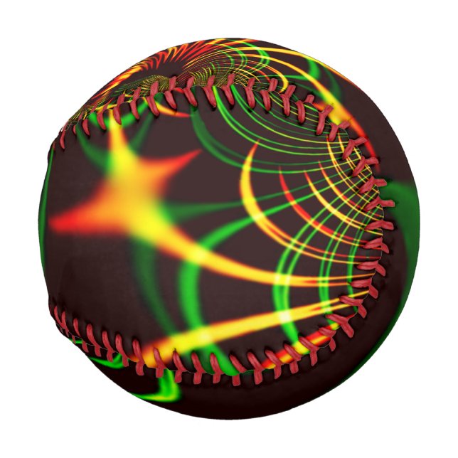 Balle De Baseball Courbes feuilles vertes et jaunes couleur feu (Dos Gauche)