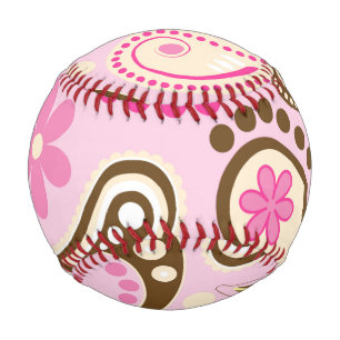 Balle De Baseball Cowgirl Rose Marron Paisley Fleurs Country Texas