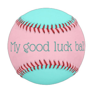 Balle De Baseball Customisé Rose Turquoise Mon Bon Chance Baseball