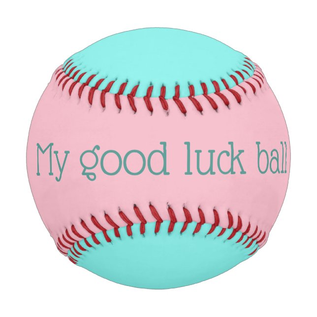 Balle De Baseball Customisé Rose Turquoise Mon Bon Chance Baseball (Dos)