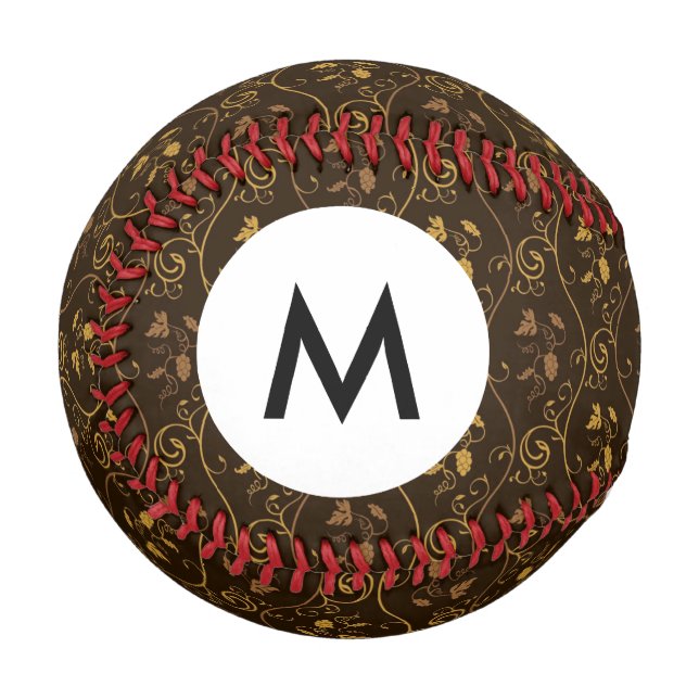 Balle De Baseball Décor Monogramme Grappes (Devant Gauche)