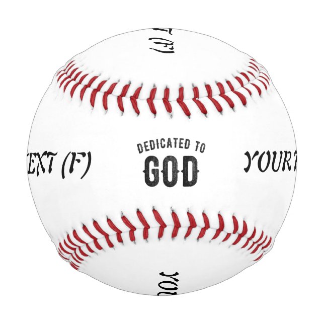 BALLE DE BASEBALL DÉDIÉ À DIEU COOL PERSONNALISABLE NOIR TEXTE (Devant)