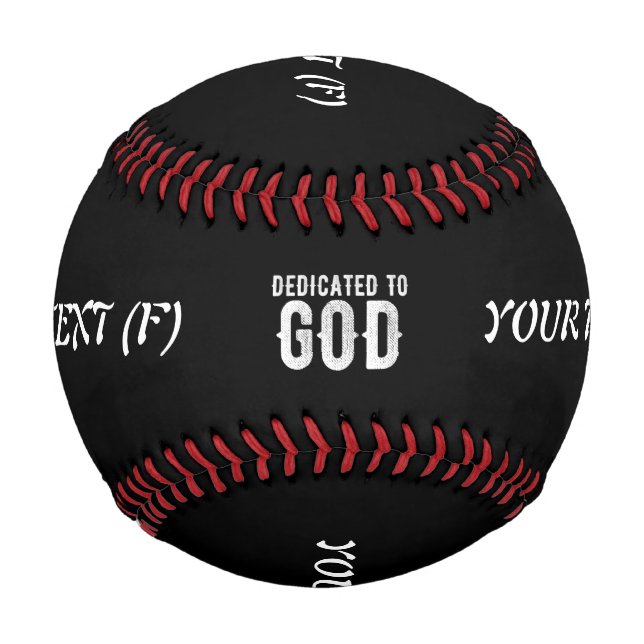 BALLE DE BASEBALL DÉDIÉ À DIEU COOL PERSONNALISABLE TEXTE BLANC (Devant)