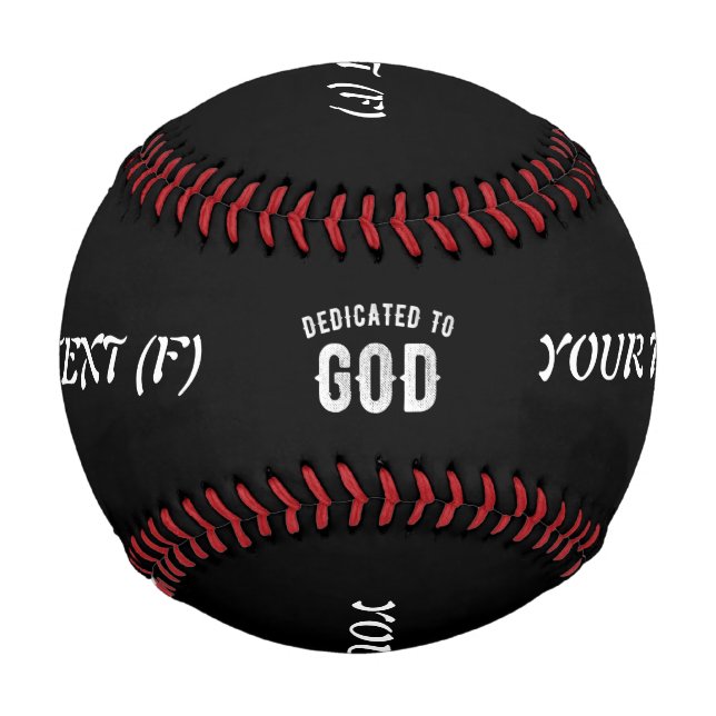 BALLE DE BASEBALL DÉDIÉ À DIEU PERSONNALISABLE COOL TEXTE BLANC (Devant)