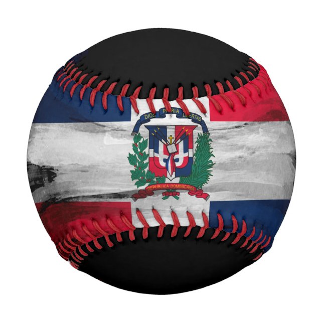 Balle De Baseball Dominican Republic flag brush stroke (Devant)