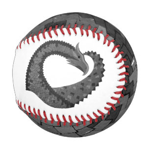 Balle De Baseball Dragon de coeur noir sur blanc