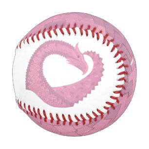 Balle De Baseball Dragon de coeur rose sur blanc