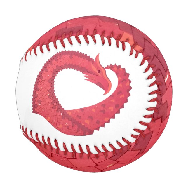 Balle De Baseball Dragon de coeur rouge en blanc (Devant Droite)