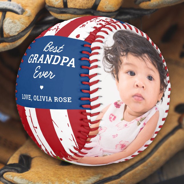 Balle De Baseball Drapeau américain GRANDPA patriotique Personnalisé (Créateur téléchargé)