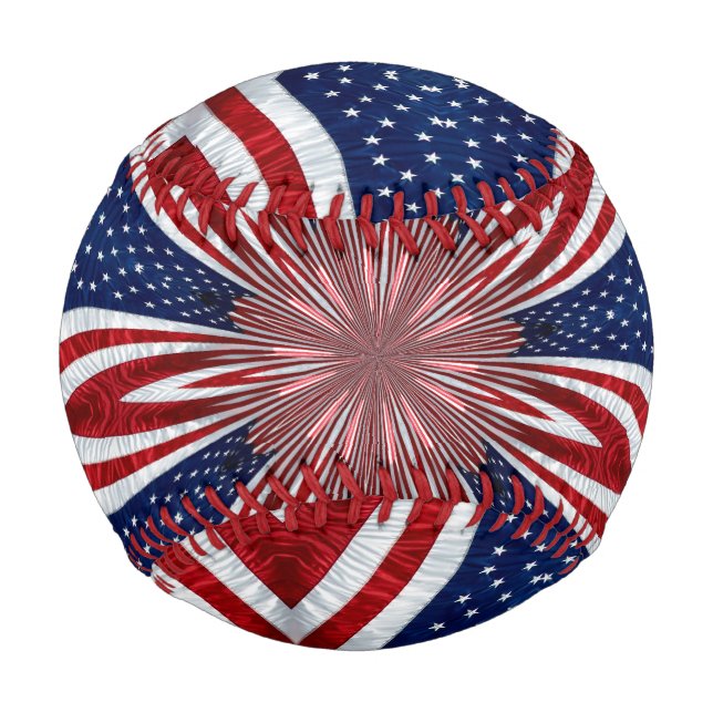 Balle De Baseball Drapeau américain Kaleidoscope Abstrait 1 (Devant)