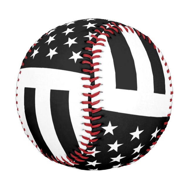 Balle De Baseball Drapeau américain noir et blanc Baseball (Angle)