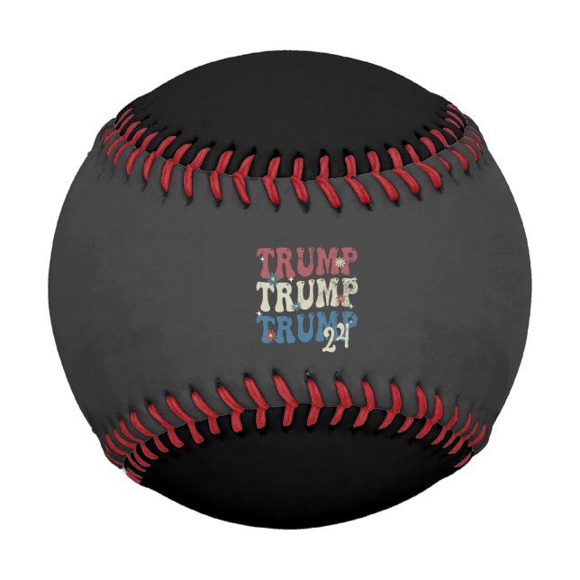 Balle De Baseball Drapeau américain patriotique Trump 2024 4 juillet (Devant)