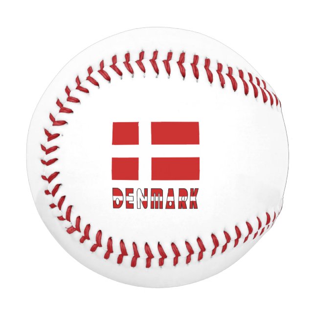 Balle De Baseball Drapeau danois avec votre nom (Devant Gauche)