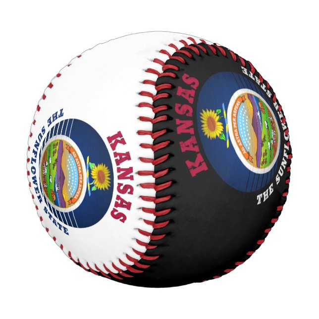 BALLE DE BASEBALL DRAPEAU DE L'ÉTAT DE KANSAS SUNLOWER (Angle)