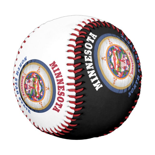 BALLE DE BASEBALL DRAPEAU D'ÉTAT DE MINNESOTA NORTH STAR (Angle)