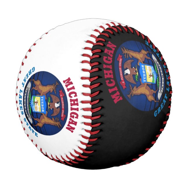 BALLE DE BASEBALL DRAPEAU D'ÉTAT DES GRANDS LACS DE MICHIGAN (Angle)