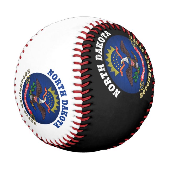 BALLE DE BASEBALL DRAPEAU D'ÉTAT DU NORD DAKOTA ROUGHRIDER (Angle)