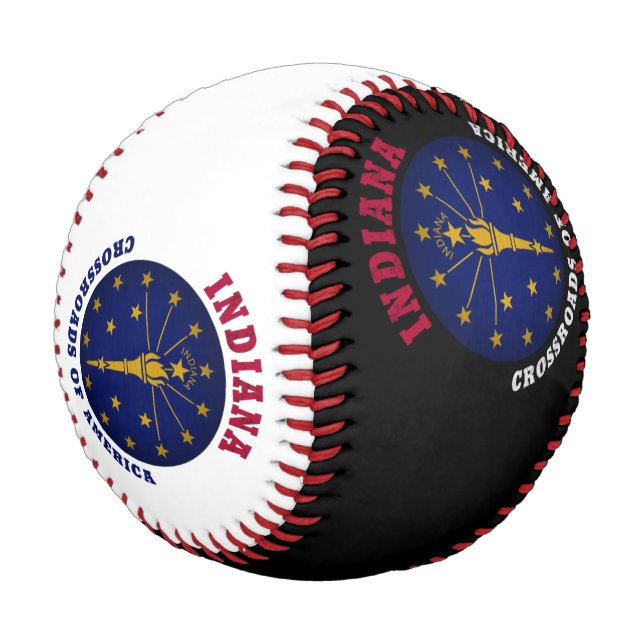 BALLE DE BASEBALL DRAPEAU D'ÉTAT INDIANA CROSSROADS (Angle)
