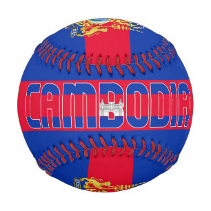 Balle De Baseball Drapeau du Cambodge et Armoiries Patriotique