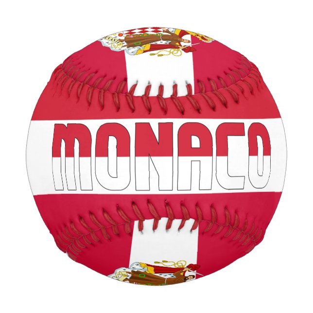 Balle De Baseball Drapeau et blason de Monaco Patriotique (Devant)