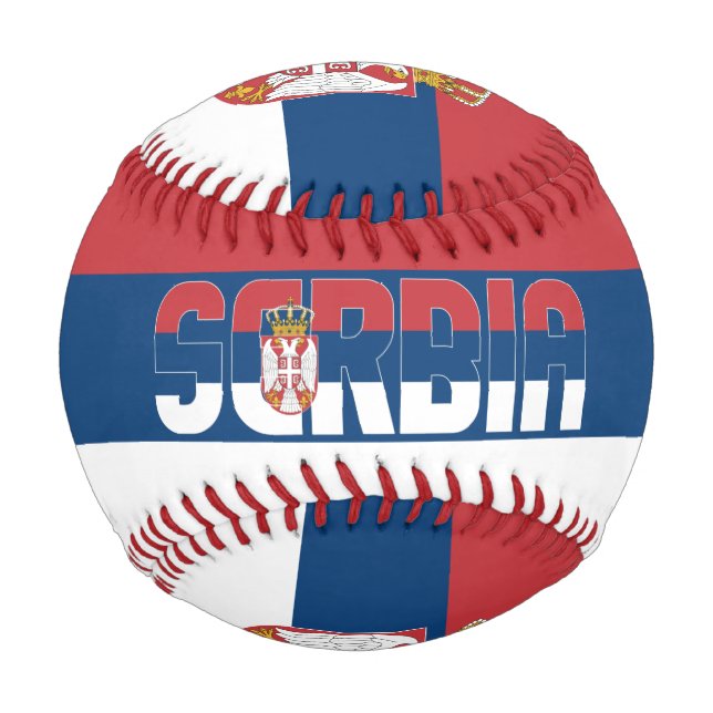 Balle De Baseball Drapeau et blason de Serbie Patriotique (Devant)