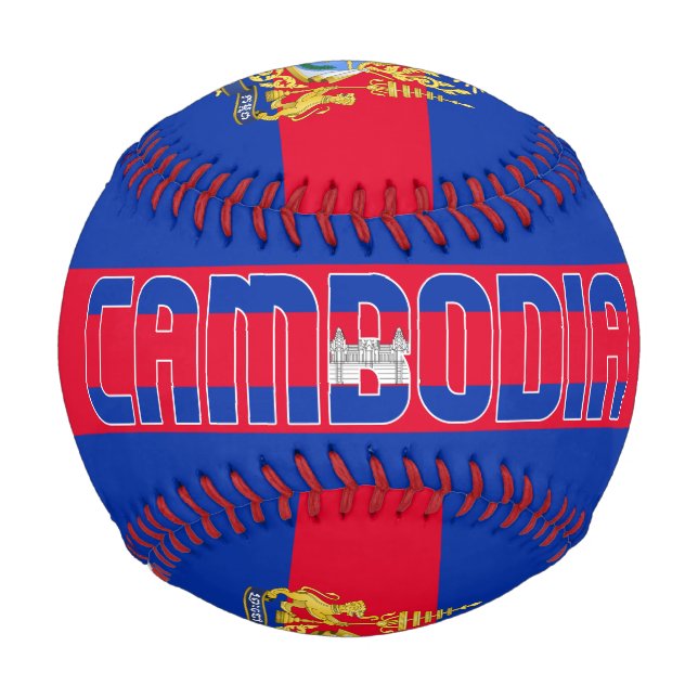 Balle De Baseball Drapeau et blason du Cambodge Patriotique (Devant)