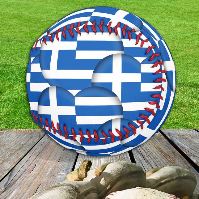 Balle De Baseball Drapeau et Coeurs grecs - Baseball Grèce /sports (Créateur téléchargé)
