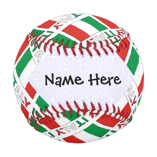 Balle De Baseball Drapeau italien avec votre nom (Devant)