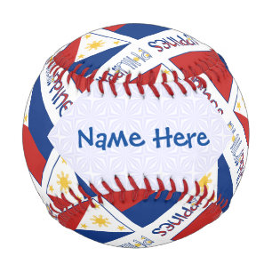 Balle De Baseball Drapeau philippin personnalisé en mosaïque bleue