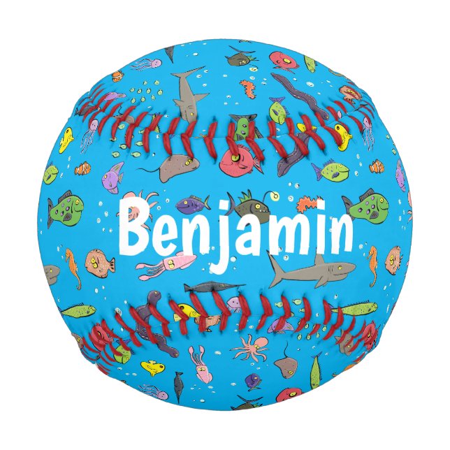 Balle De Baseball Drôle des créatures marines dessin motif (Devant)