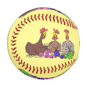 Balle De Baseball Drôle dessin animé de poulets de tricot