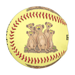 Balle De Baseball Drôle dessin de la famille meerkat