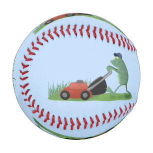 Balle De Baseball Drôle grenouille verte tondre la pelouse dessin