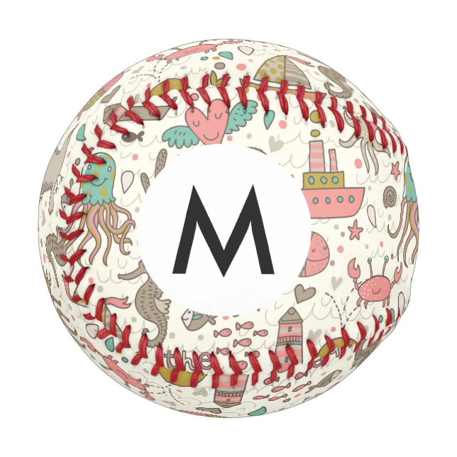 Balle De Baseball Drôle Motif D'Été Avec Navires (Devant Gauche)