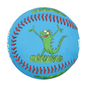 Balle De Baseball Drôle vert souriant animé lézard d'iguane