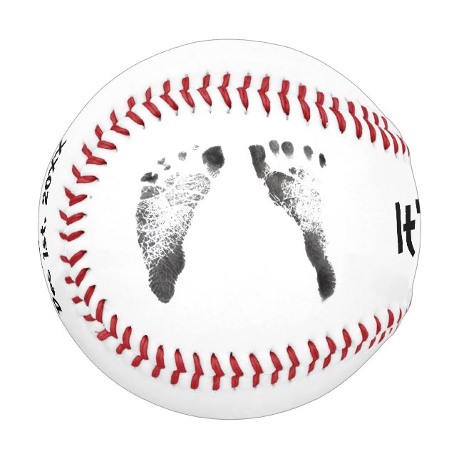 Balle De Baseball Empreintes de pieds pour bébé, Baby shower (Devant Gauche)