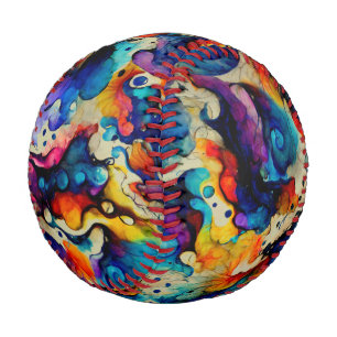 Balle De Baseball Encre liquide colorée Abstraction