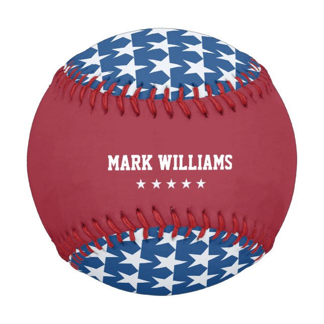 Balle De Baseball étoiles américaines personnalisées (Devant)