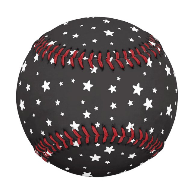 Balle De Baseball Étoiles blanches sur baseball noir (Devant)