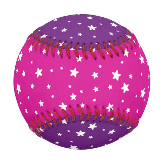 Balle De Baseball Étoiles blanches sur baseball violet et rose