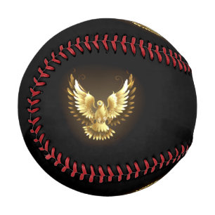 Balle De Baseball Faux Gold Foil Peace Dove en noir