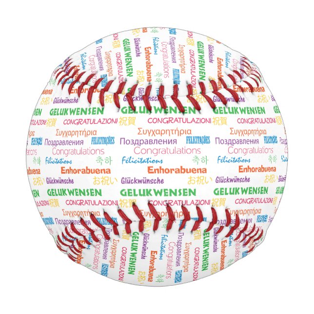 Balle De Baseball Félicitations dans plusieurs langues (Dos)